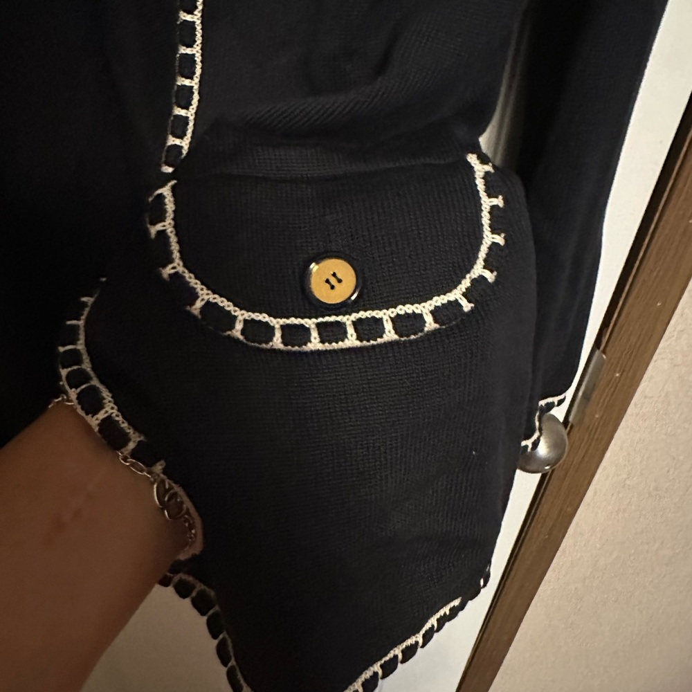 Valentino Black Cardigan with White Trim - Picture 3 of 9